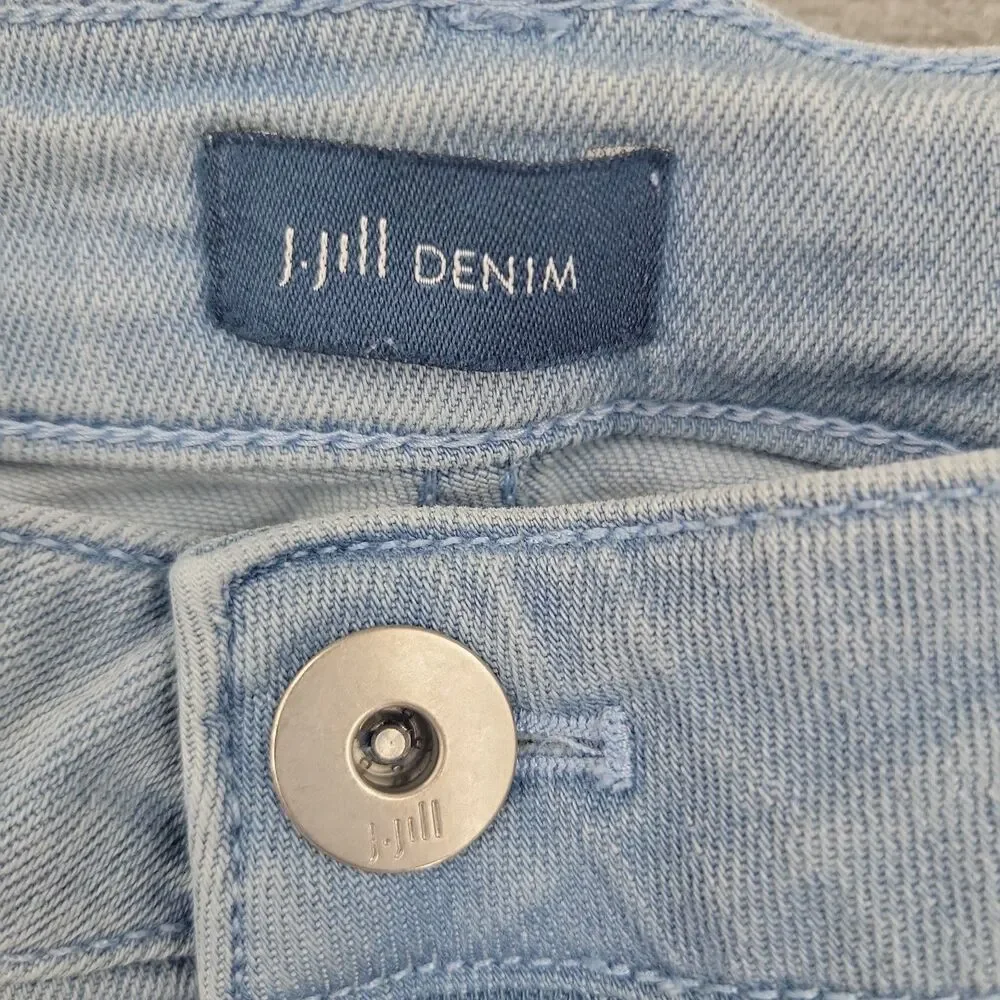 J.Jill Womens Cropped Jeans Size 4 Cuffed Light Blue Wash Authentic Fit 28x25